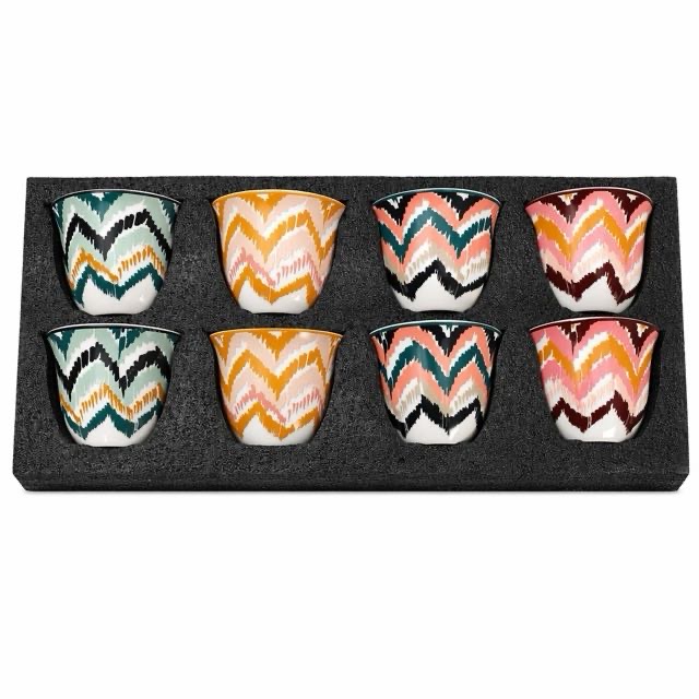 Boho Wave керамичка шолја за чај 8Pcs Подарок сет за еспресо за чај