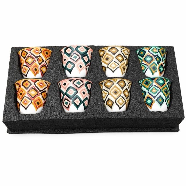 Boho Geometric Ceramic Cup 8Pcs Подарок сет за чај за кафе